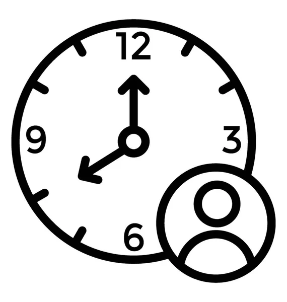 Horloge Avec Profil Humain Représentant Date Limite Projet — Image vectorielle
