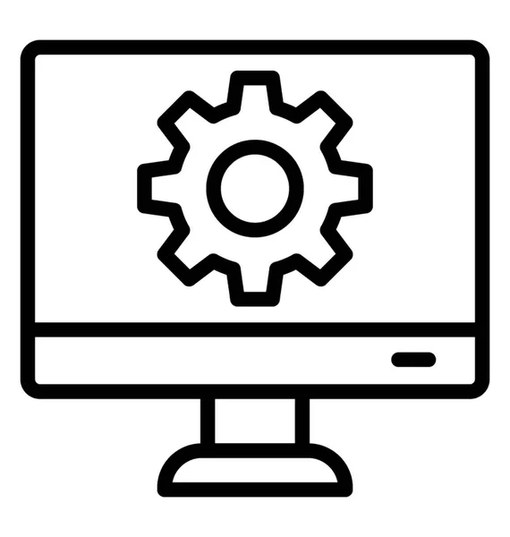 Computer Mit Zahnrad Als Symbol Für Computereinstellungen — Stockvektor