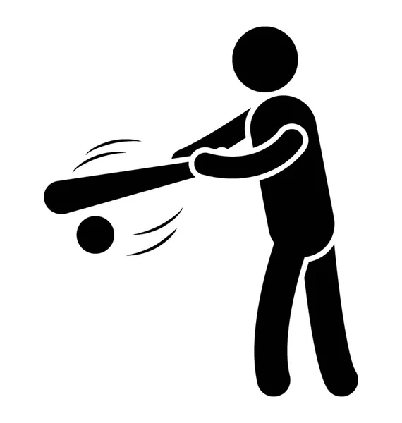 Hombre Con Bate Pelota Noción Golpear Para Representar Icono Béisbol — Vector de stock