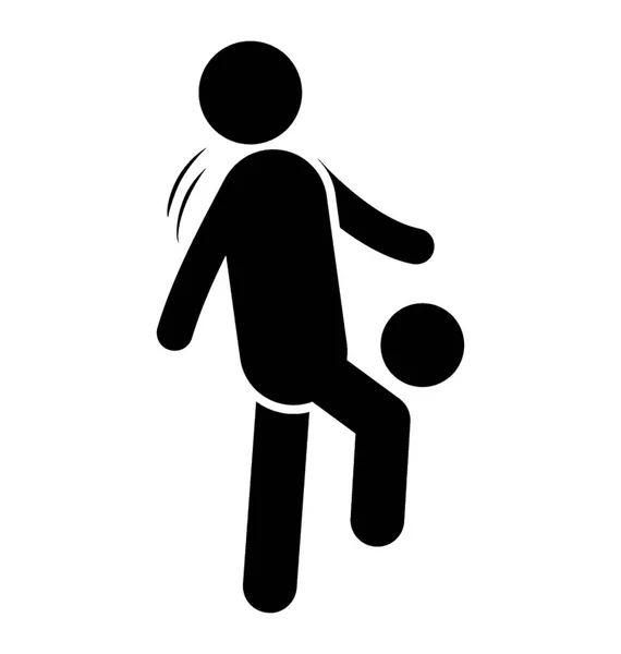 Avatar Humano Pateando Una Pelota Para Agarrar Icono Del Fútbol — Archivo Imágenes Vectoriales