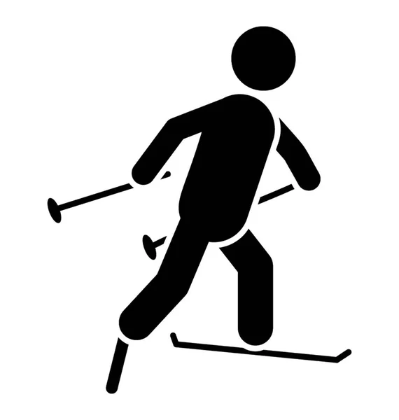 Patinage Humain Sur Skis Montrant Icône Pour Ski — Image vectorielle