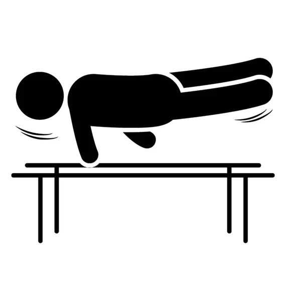 人間のアバターがゴムのテーブル表示トランポリン アイコンをジャンプ — ストックベクタ