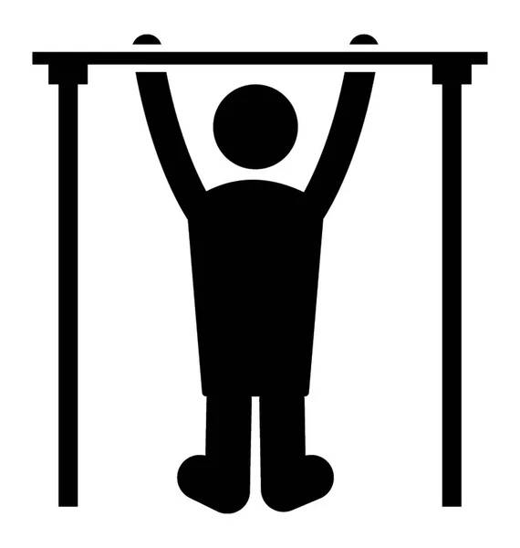 Человек Держит Железную Трубу Повешение Гимнастические Упражнения — стоковый вектор