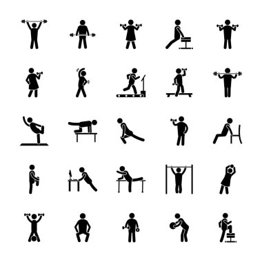İnsan Fitness glif vektörler kümesi 