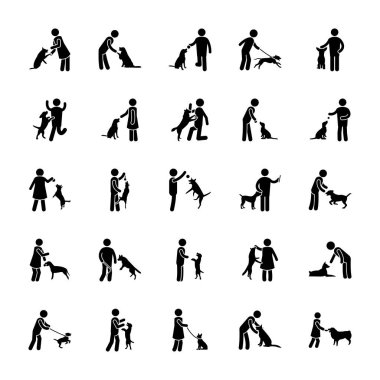 Köpek bakım glif Icons Set 
