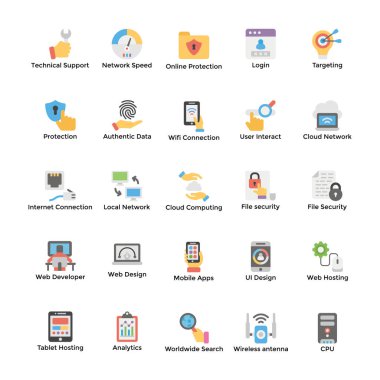 Web Hizmetleri Icons Set 