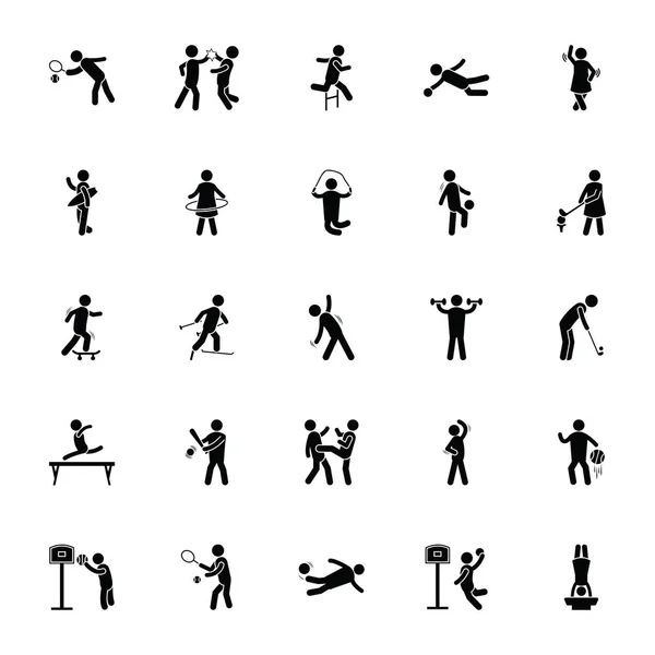 Juegos Olímpicos Modernos Glyph Iconos — Vector de stock