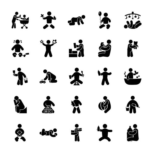 Attività Infantili Glyph Icons Pack — Vettoriale Stock