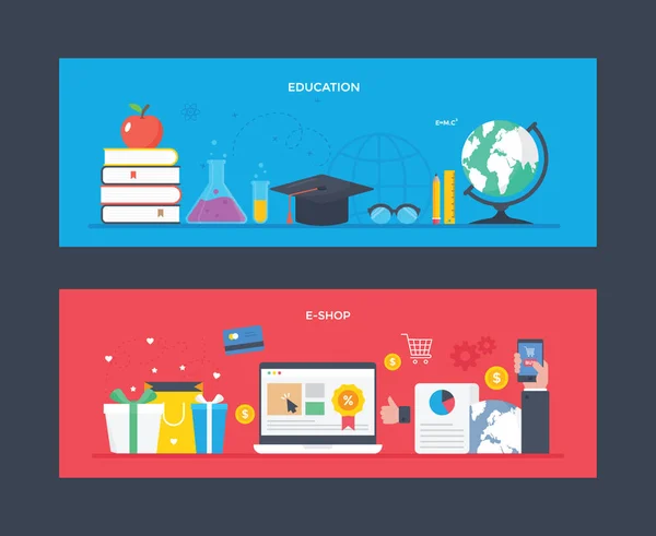 Vzdělávání Shop Plochý Ilustrace — Stockový vektor