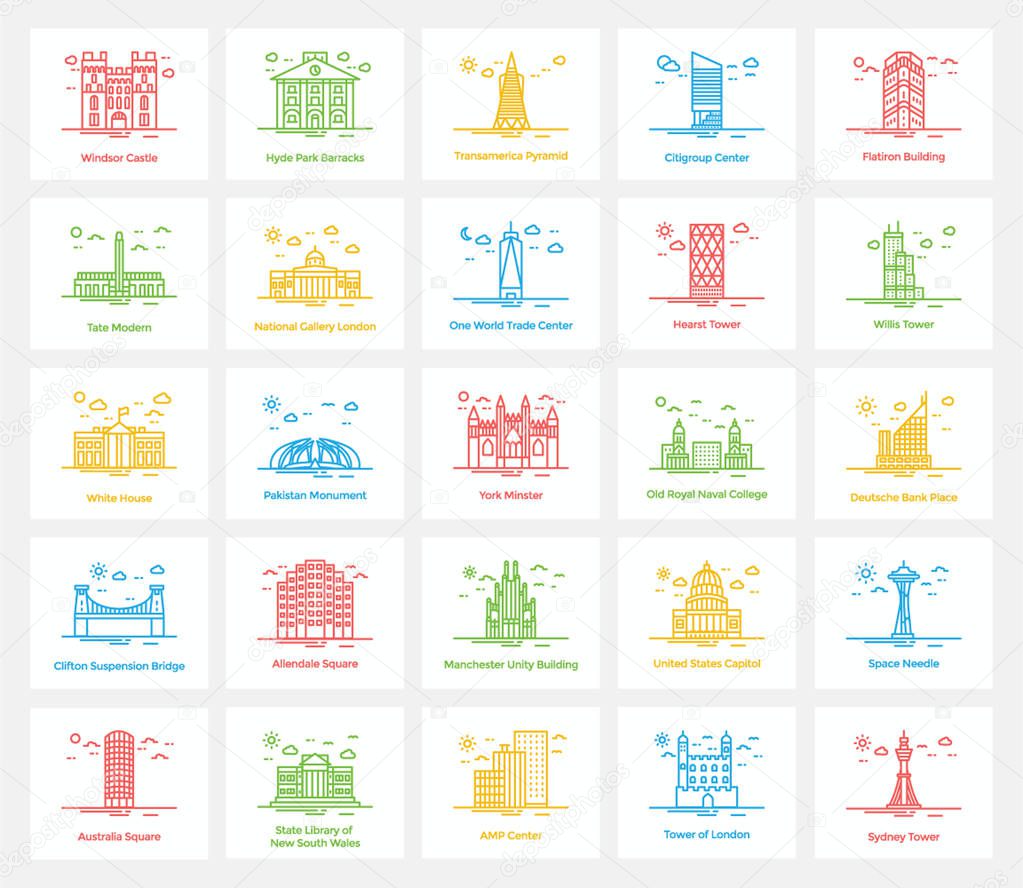 Famous Landmarks Icons Pack