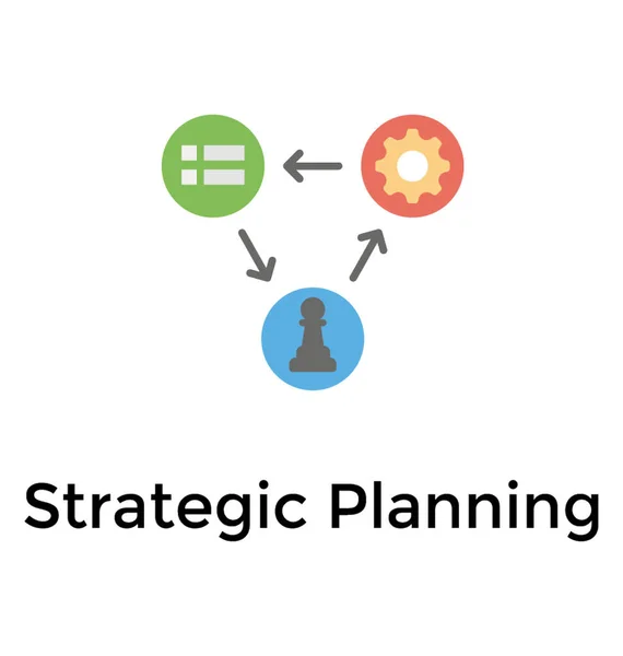 Detaillierte Konzeptionelle Flache Ikone Der Strategischen Planung — Stockvektor