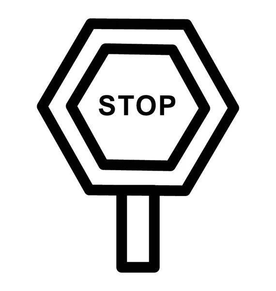 Una Señal Stop Una Señal Advertencia — Vector de stock