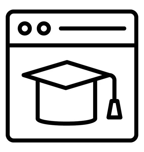 Mortarboard Computer Depicting Online Education Concept — Stock Vector