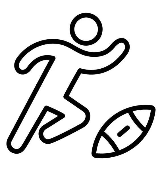 Lopende Rugby Speler Lijn Pictogram — Stockvector