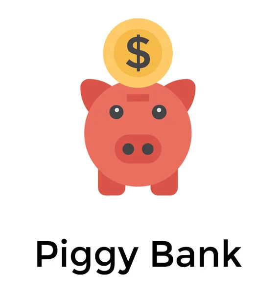 豚の頭の上のドルの硬貨が貯金箱のコンセプト — ストックベクタ