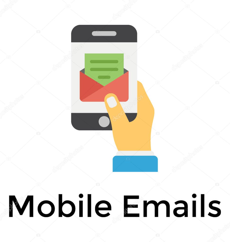 Hand touching mobile screen, mobile email 