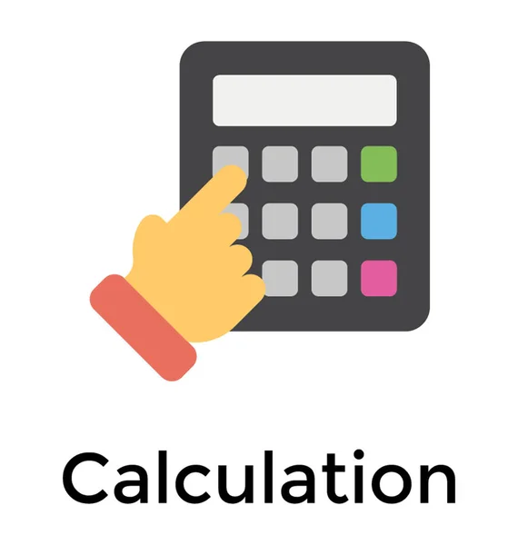 Mão Com Calculadora Máquina Cálculo Ícone Plano —  Vetores de Stock