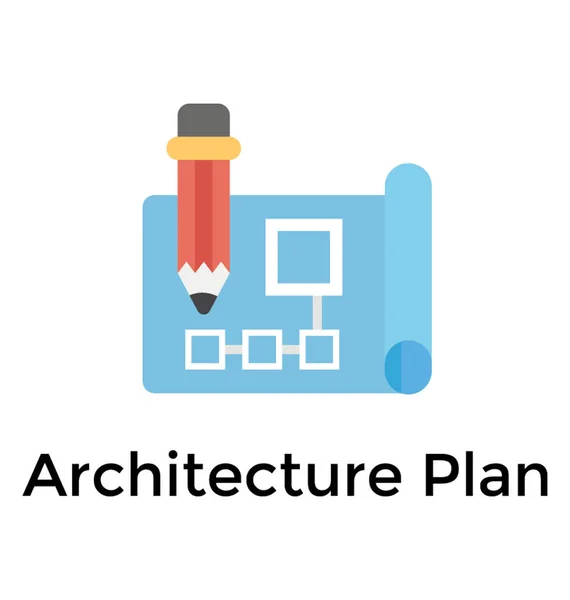 Flache Ikone Design Der Architektur Plan — Stockvektor