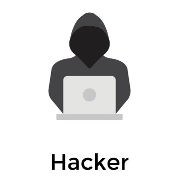 Bilgisayar hacker düz simgesi tasarım 