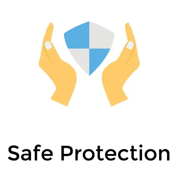 Safe Protection Shield Human Hands Flat Icon — Stock Vector