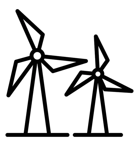 Windmill Linje Ikon Design Begreppet Miljövänlig — Stock vektor