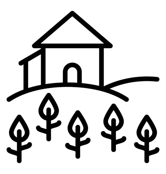 Landbouw Boerderij Huisontwerp Lijn Pictogram — Stockvector