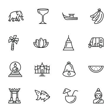 Tayland sembolleri Icons Set 