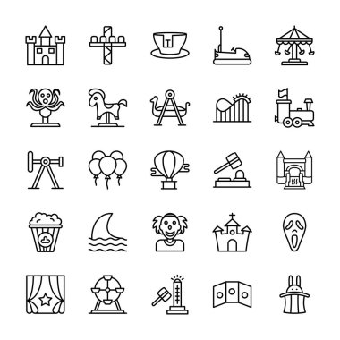 Eğlence Parkı satır Icons Set 