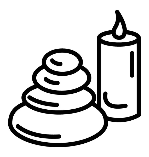 Icono Línea Velas Incienso Aromaterapia — Vector de stock