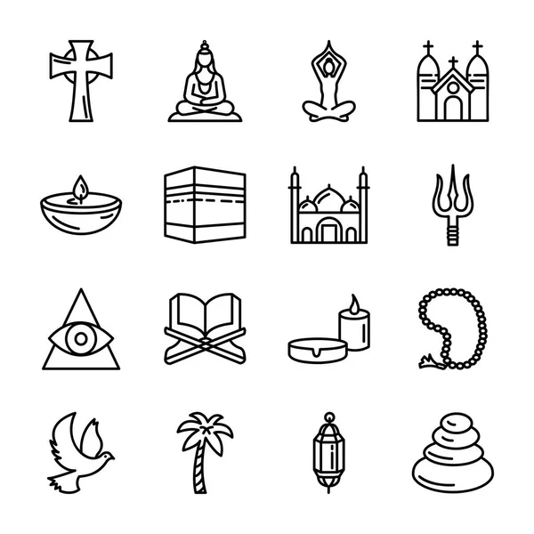 Manevi Ögeler Icons Set — Stok Vektör