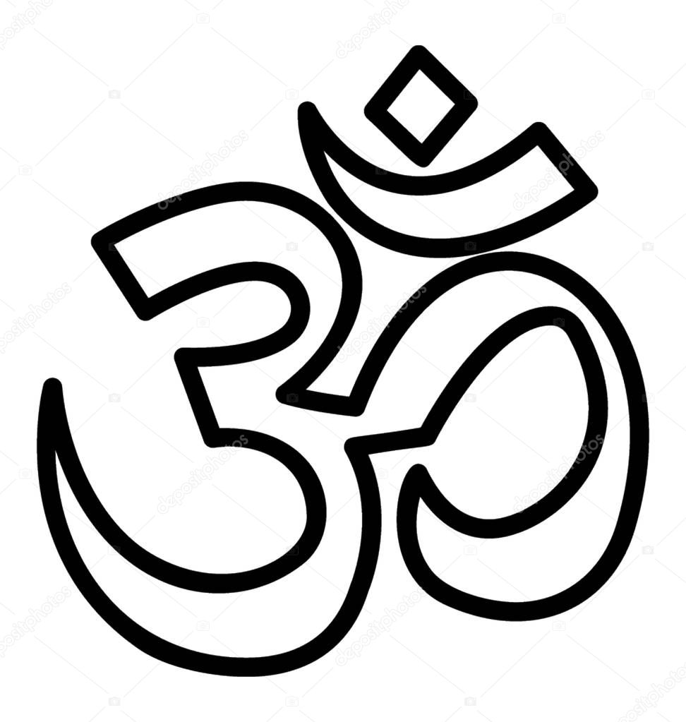 Hinduism symbol, om line icon 