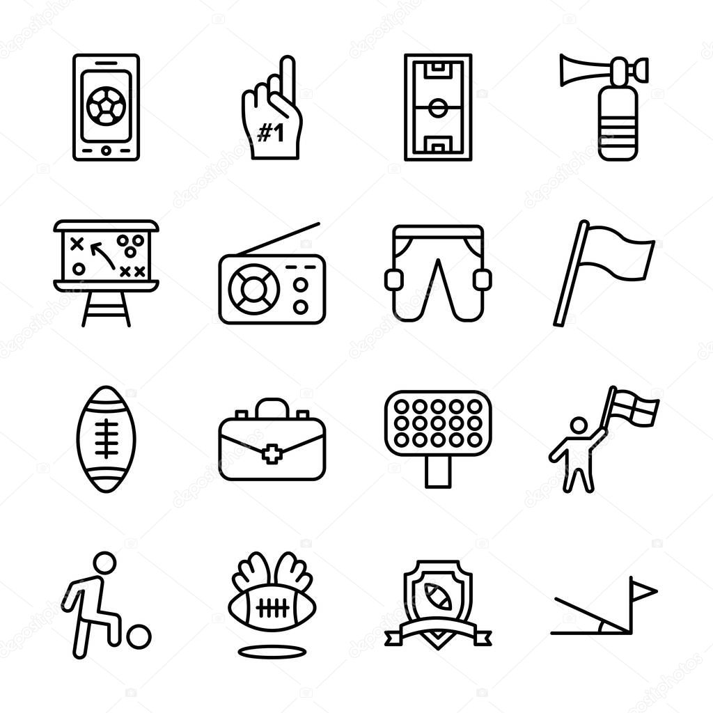 Football Games Line Icons Pack