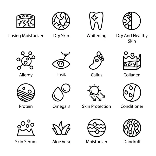 Dermatology Vector Icon Set — Stock Vector