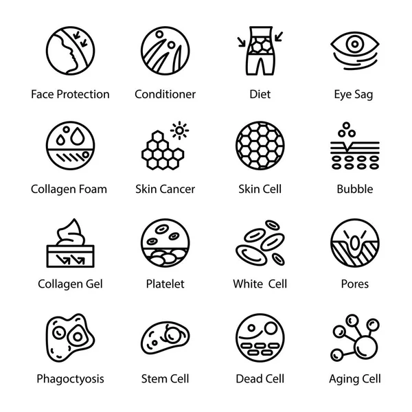 スキンケアのアイコン パック — ストックベクタ