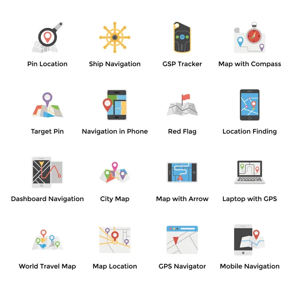 Mapa Ponteiros Ícones Conjunto —  Vetores de Stock
