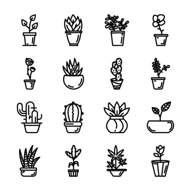 Saksı bitkileri Icons Set 