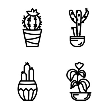 İç mekan bitkileri Icons Set 