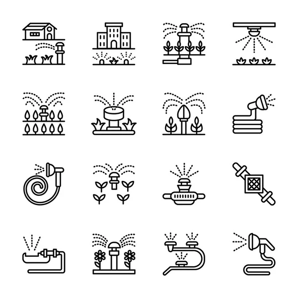 Sistema Riego Vector Iconos — Vector de stock