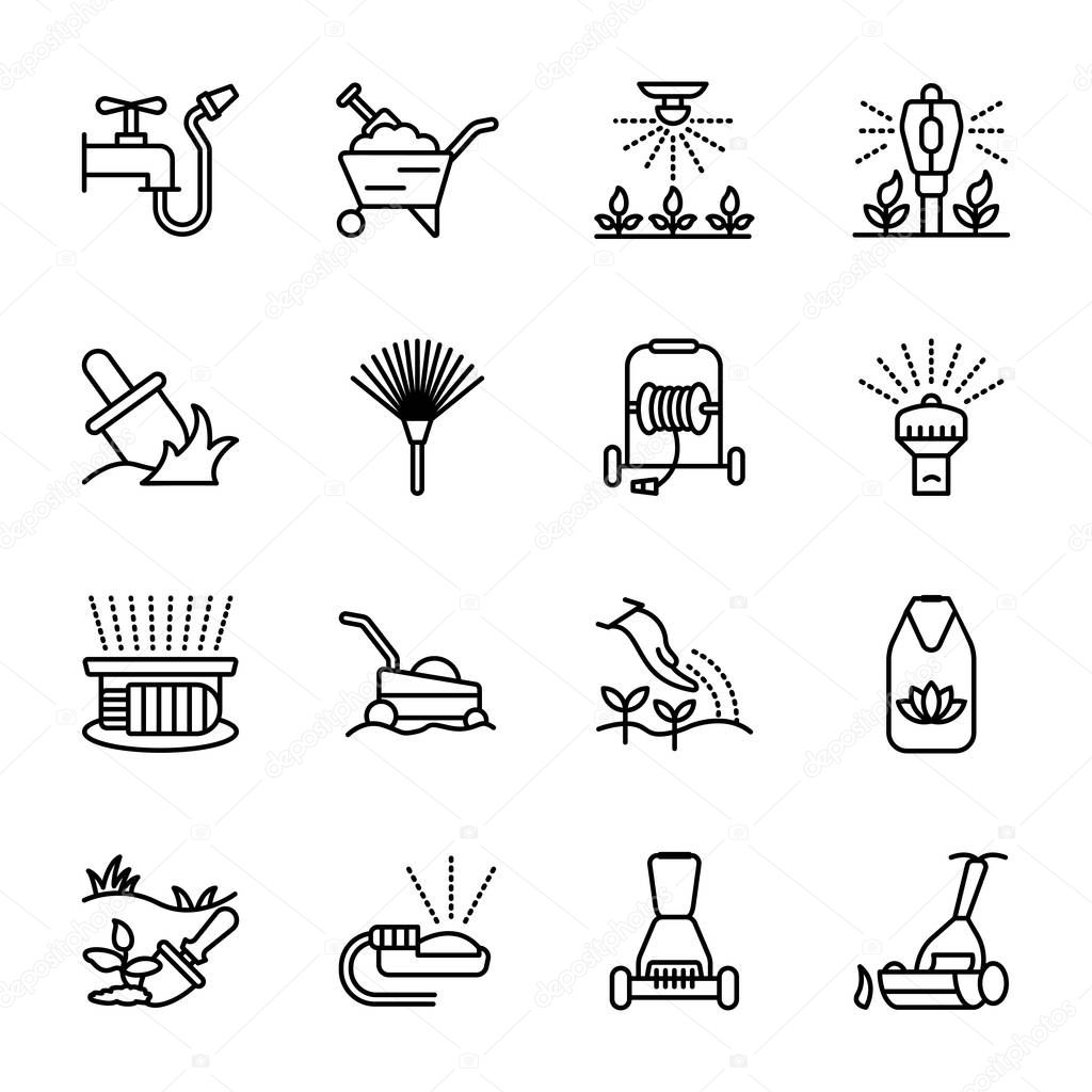 Irrigation Equipments Vector Icons 