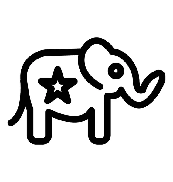 Ein Elefant Mit Einem Stern Darauf Der Das Parteizeichen Symbolisiert — Stockvektor