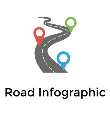 Dolambaçlı yol yol Infographic fikrine gösterilen konuma iğne ile