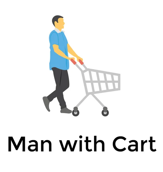 Ein Männlicher Kunde Mit Einkaufswagen — Stockvektor