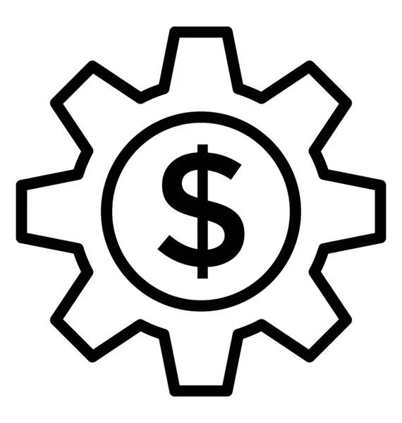 Cartel Cogwheel Dólar Que Simboliza Desarrollo Financiero — Vector de stock