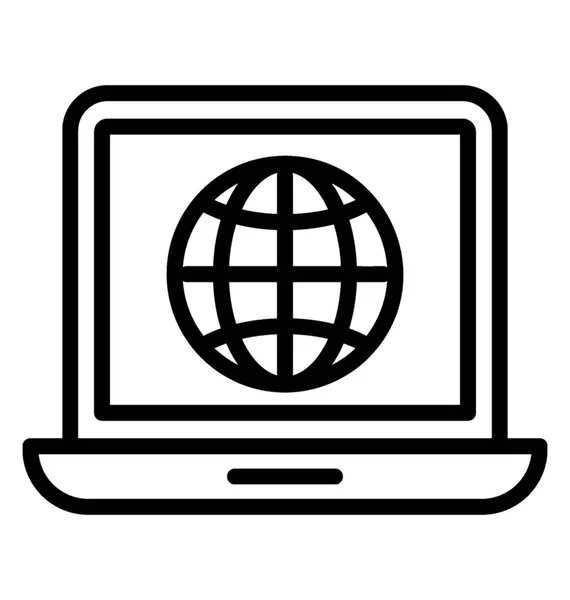 Laptop Com Ícone Globo Mostrando Ideia Internet —  Vetores de Stock