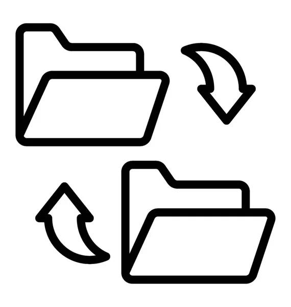 Dwa Foldery Strzałkami Synchronizacji Symbolizujące Plik Udostępnianie Dokumentów — Wektor stockowy