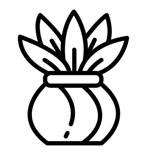Pot Avec Des Feuilles Représentant Décoration Intérieure Comme Une Plante — Image vectorielle