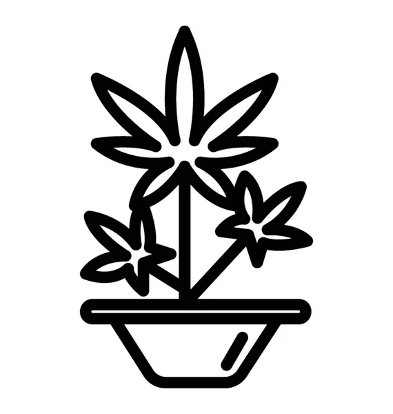 Uma Planta Folhosa Forma Flor Uma Planta Cannabis —  Vetores de Stock