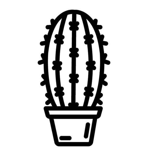 丸い長い茎 女性サボテンのとげのあるサボテン — ストックベクタ