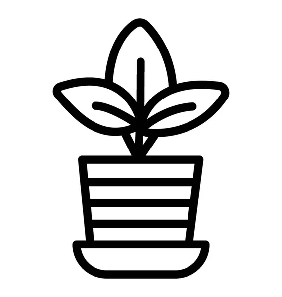 Pot Plantes Avec Une Plante Feuillue Pour Décoration Intérieure Extérieure — Image vectorielle