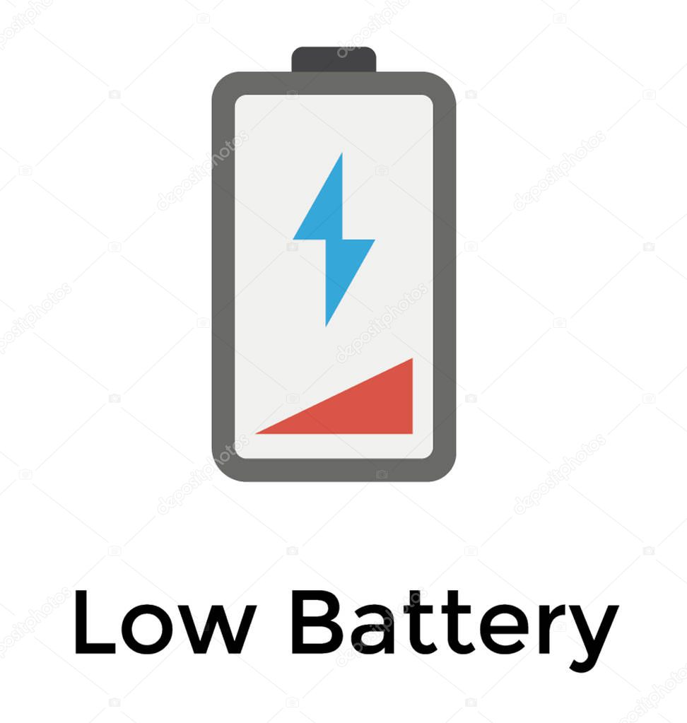 A null or empty battery, low battery 